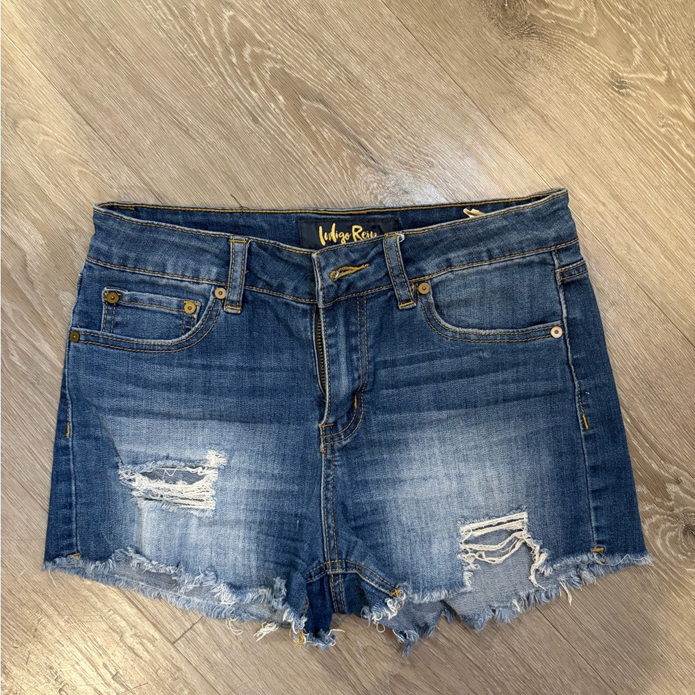 Indigo Rein Distressed Blue Jean Shorts